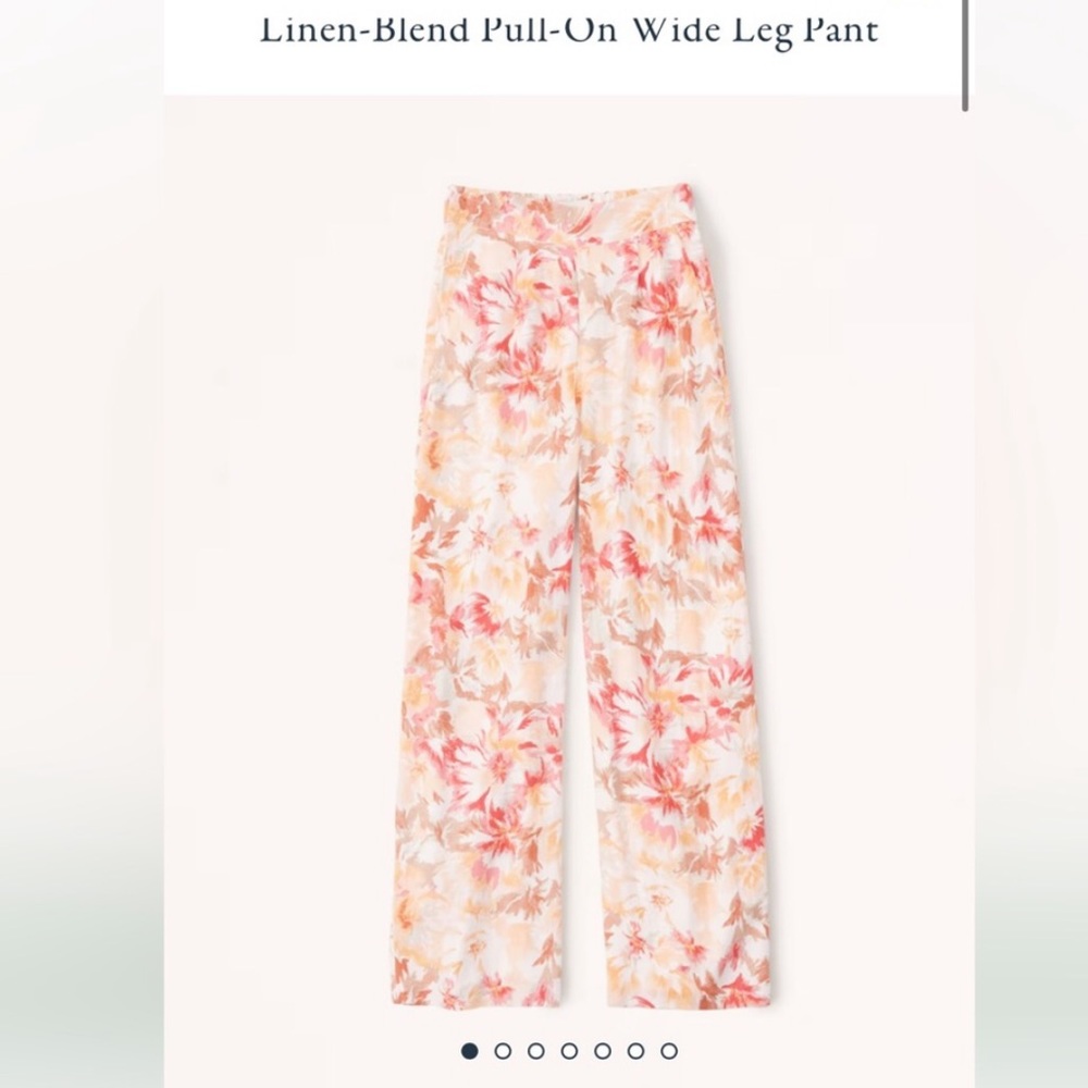 NWT Abercrombie & Fitch Pull On Wide Leg Linen Pants tropical floral size small